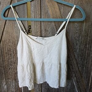Abercrombie & Fitch Shirt Womens Size Medium Beige Cami Tank Linen Blend Strappy